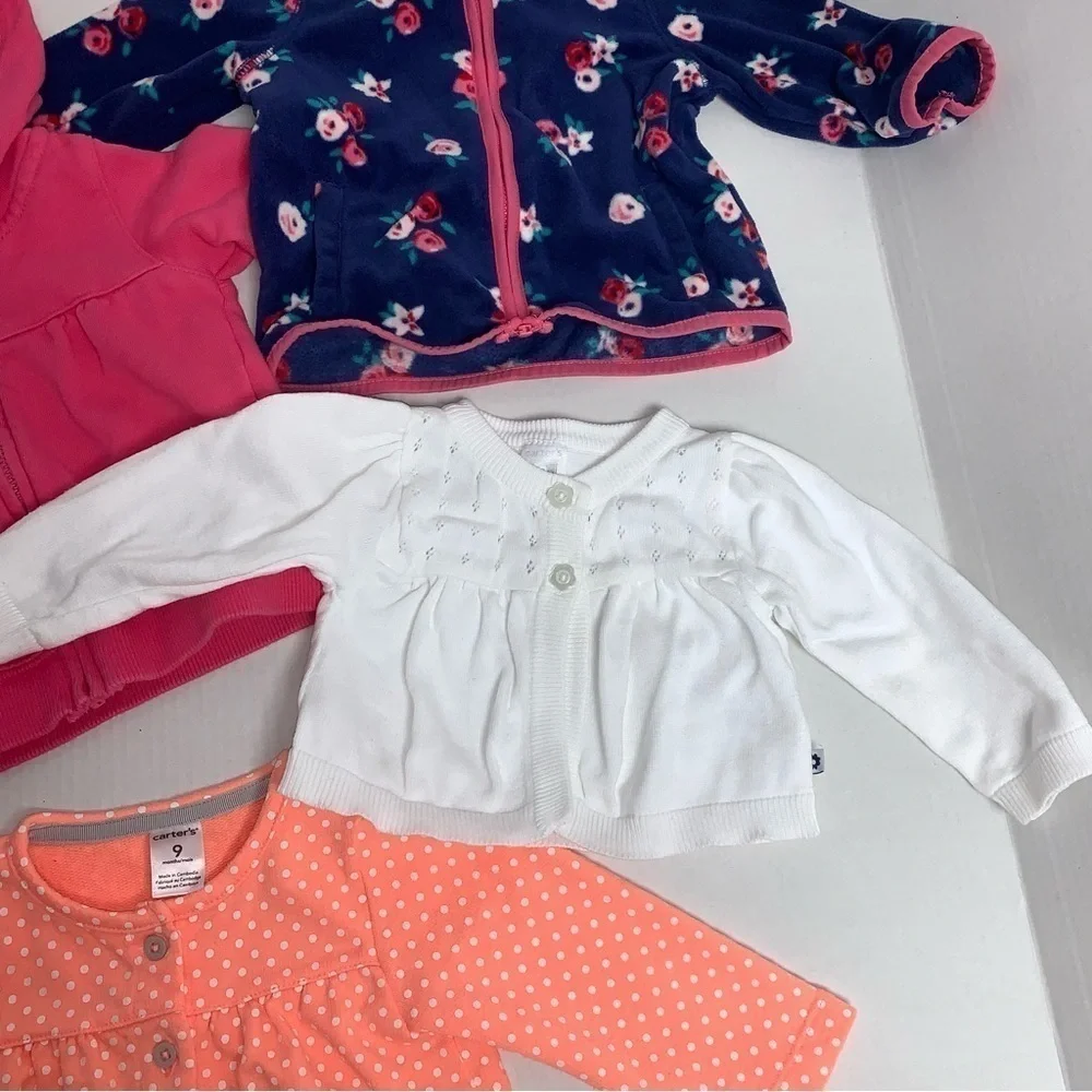 Baby Girls Lot of 4 Size 9 Months Carter's 3 Light Jackets 1 Cardigan Outerwear